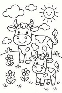 hình con bò thiếu nhi tô màu