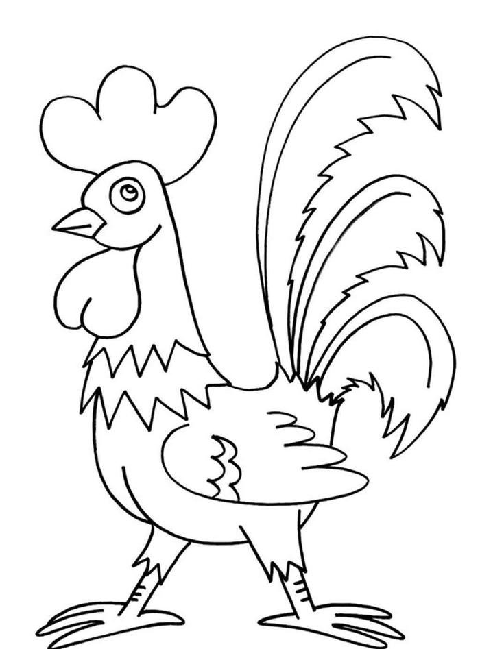 hình con gà trống dùng để tô màu