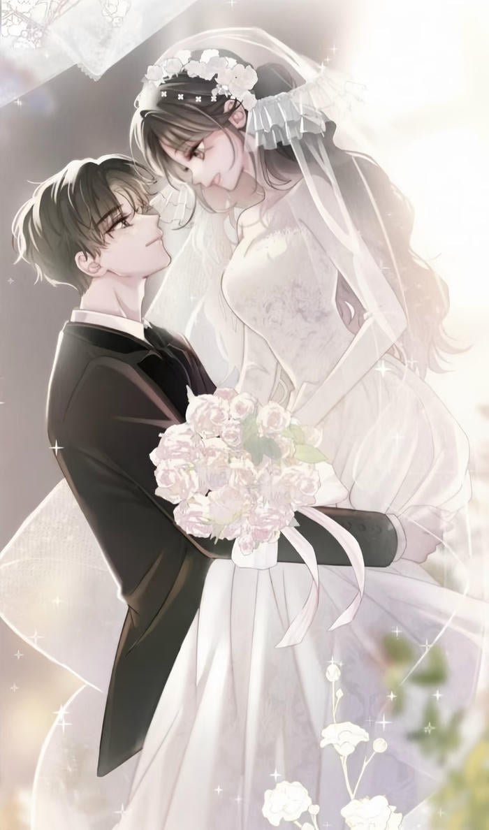 hình cưới cô dâu chú rể anime phong nền đẹp