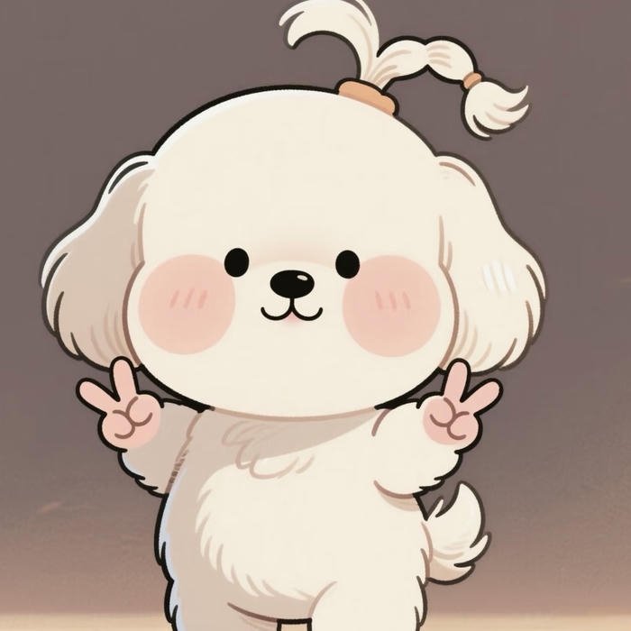 hình đại diên chú chó cute trắng giơ tay