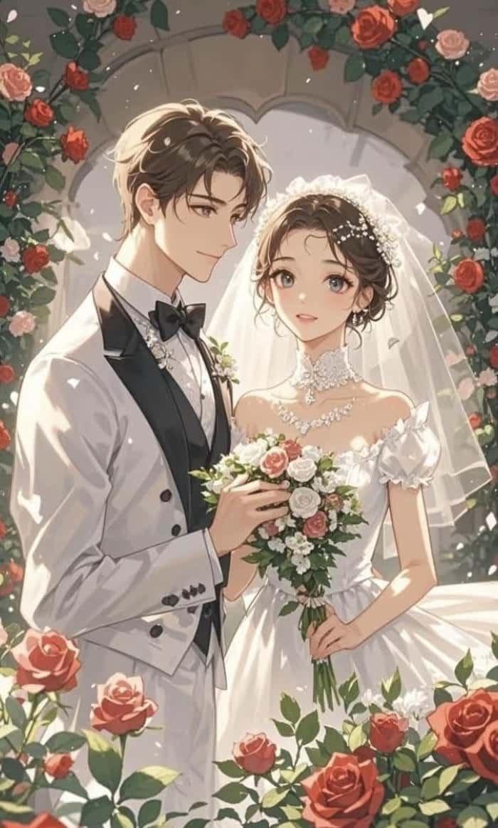 hình đẹp cô dâu chú rể anime phong cách