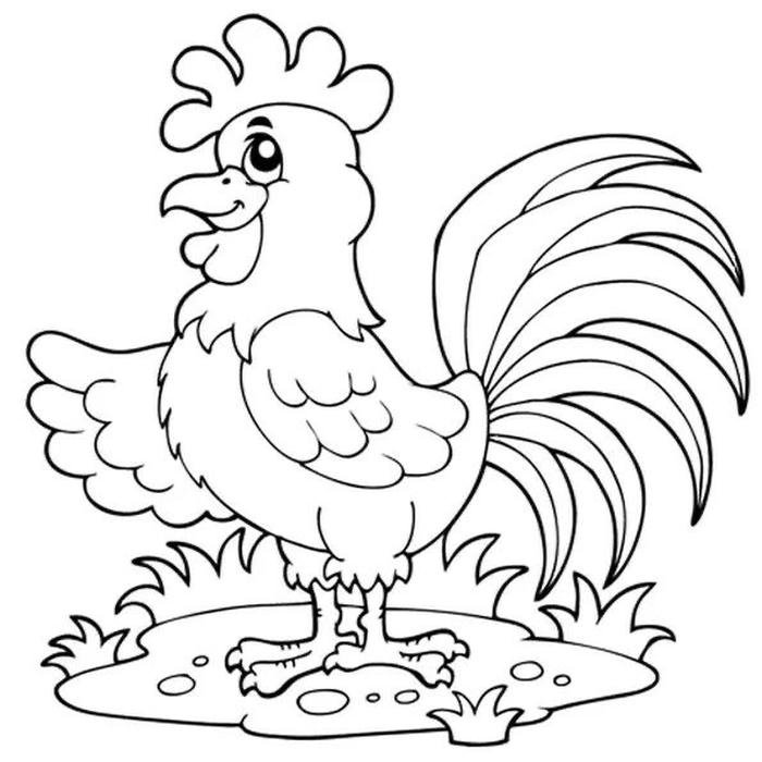 hình gà trống cho bé tập vẽ và tô