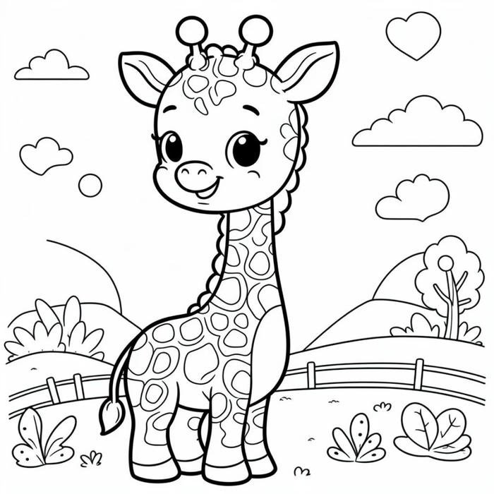 hình hươu cao cổ cho bé tập tô