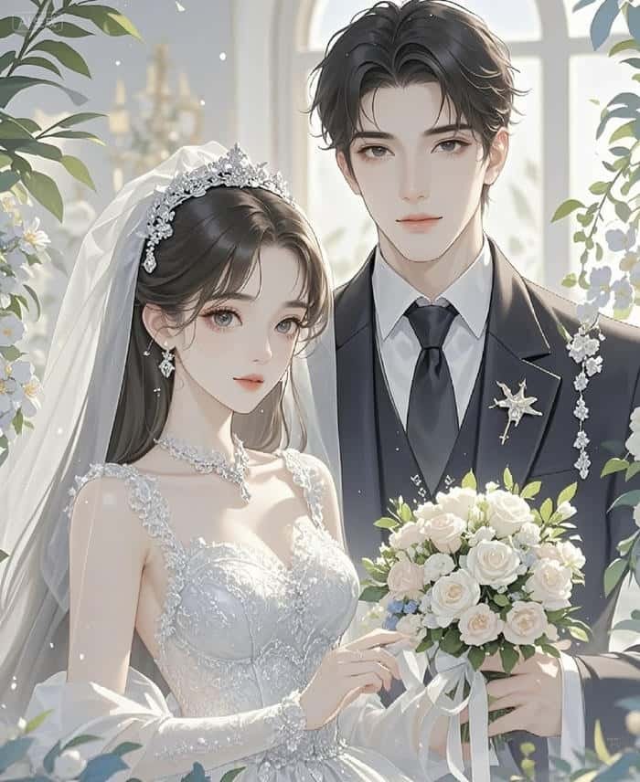 hình lãng mạn cô dâu chú rể anime đẹp