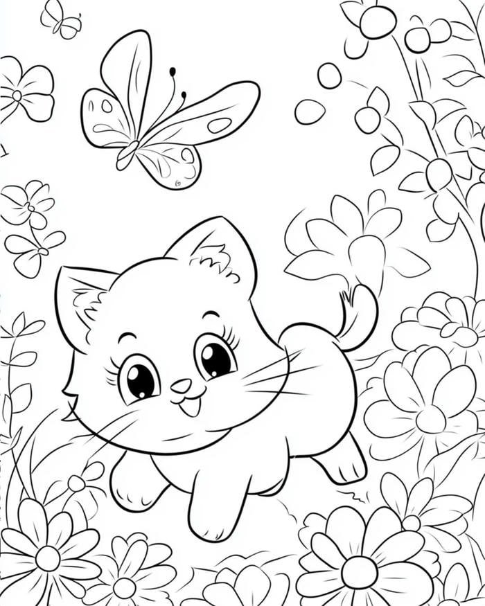 hình mèo cute cho bé tập tô