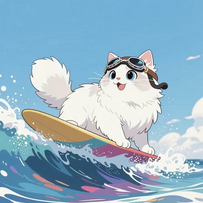hình nền avatar cute mèo trượt ván