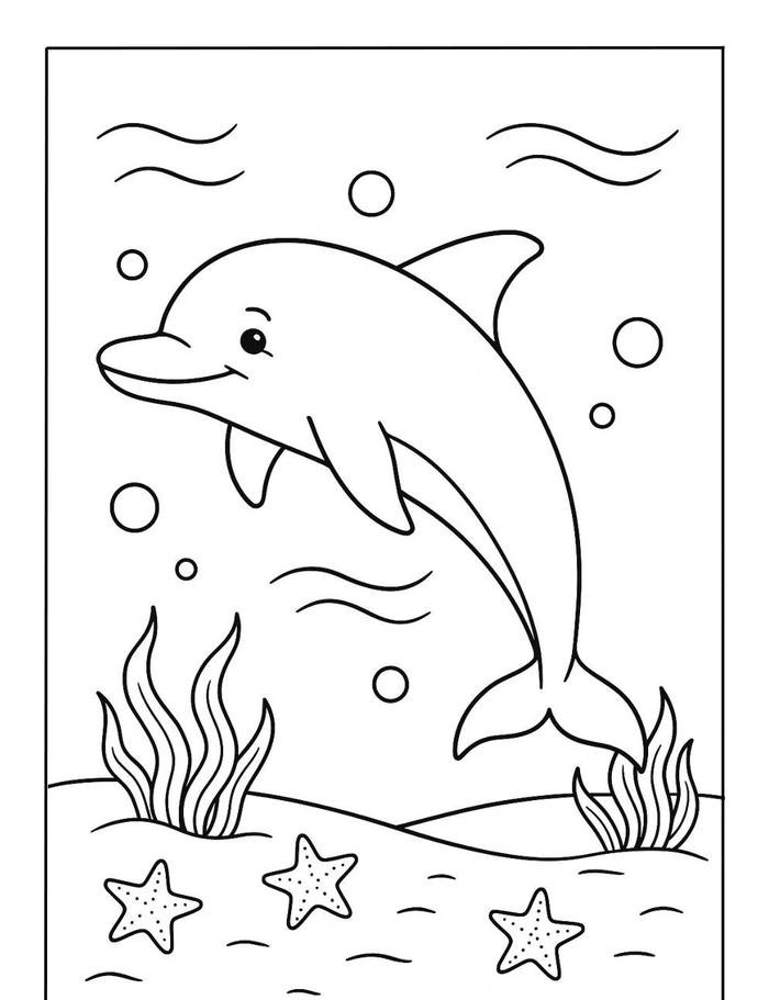 hình vẽ cá heo tranh tô màu