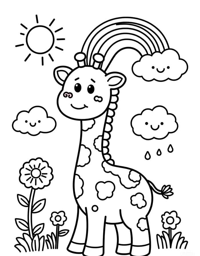 hình vẽ hươu cao cổ tranh tô màu