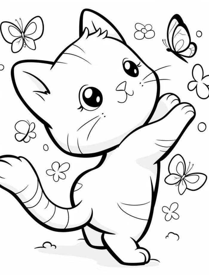 hình vẽ mèo đơn giản tranh tô màu con mèo