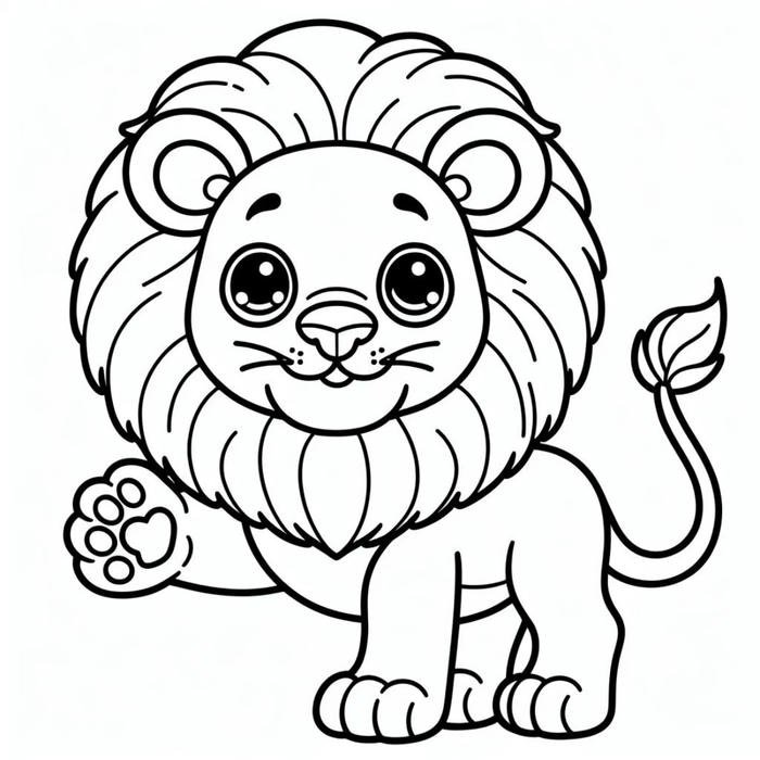 hình vẽ sư tử đơn giản cho bé