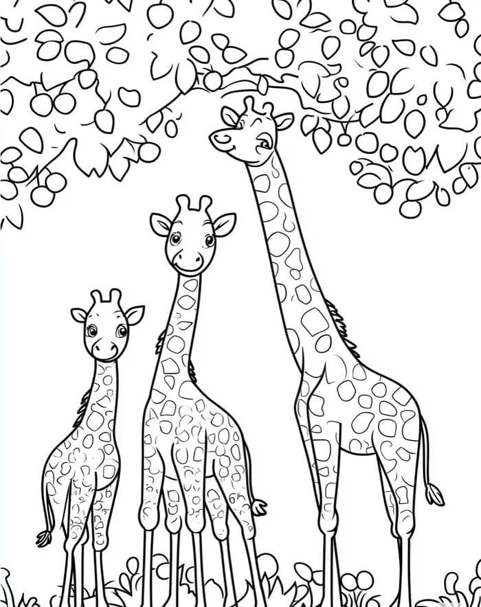 hươu cao cổ cho bé tập màu