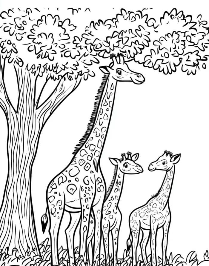 hươu cao cổ hoạt hình tranh tô màu