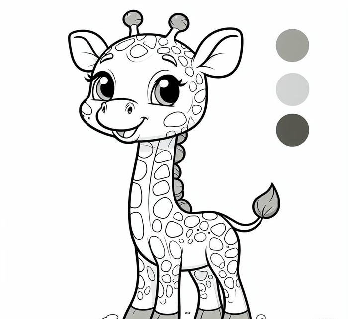 hươu cao cổ tranh tô màu giáo dục