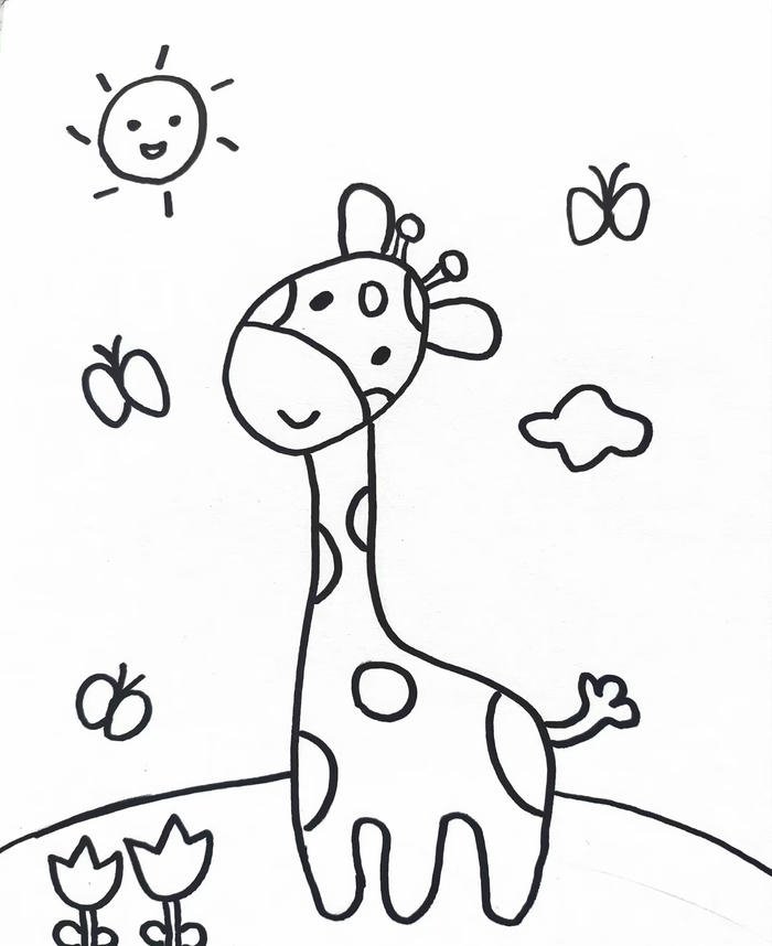 hươu cao cổ tranh tô màu nhẹ nét