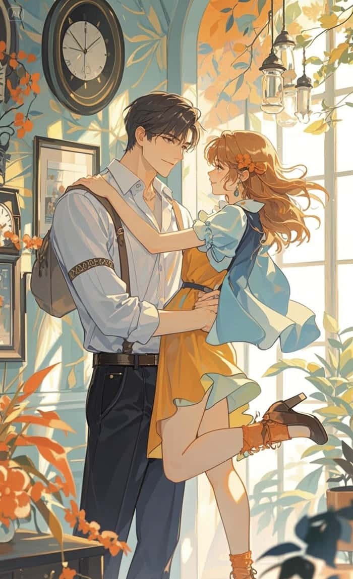 khung cảnh mờ ảo ảnh anime cặp đôi tình yêu