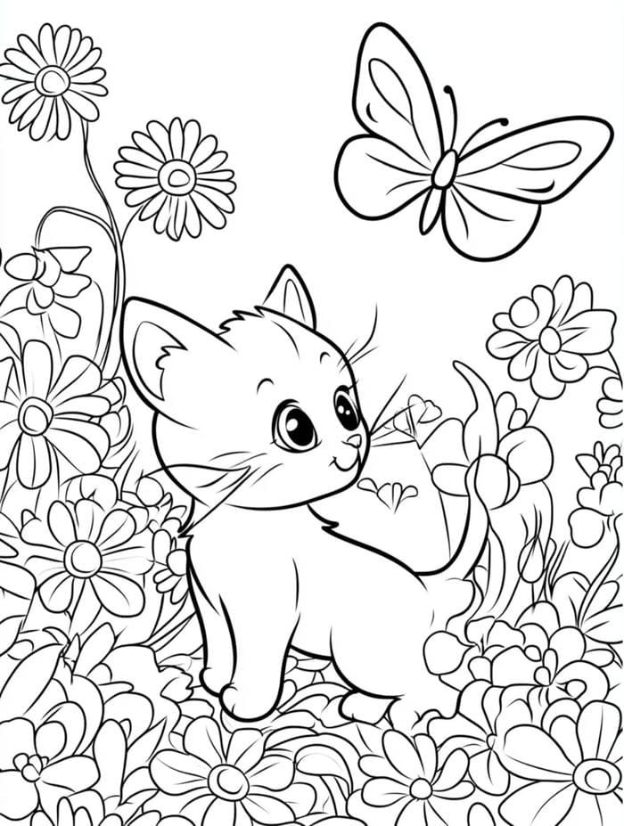 mèo chibi cho bé tô màu