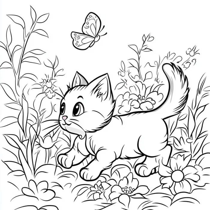mèo hoạt hình đáng yêu tranh tô màu con mèo dễ thương