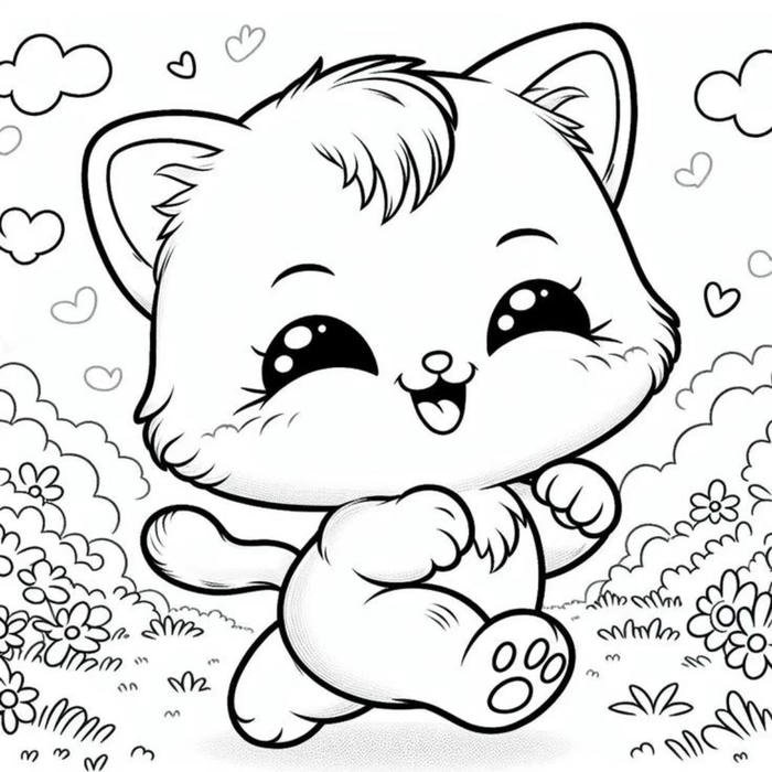 mèo nhỏ đáng yêu tranh tô màu