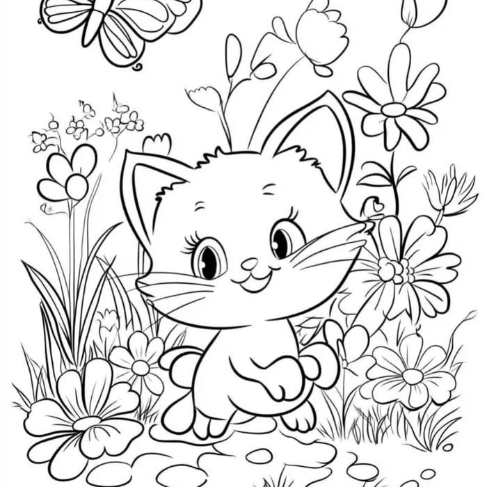 mèo xinh cho bé tranh tô màu con mèo dễ thương