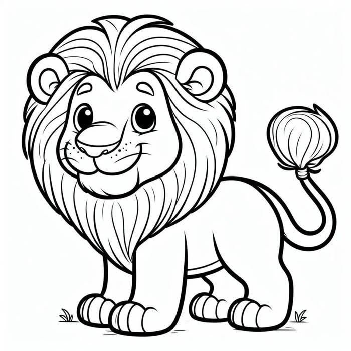 sư tử thân thiện cho bé tô màu