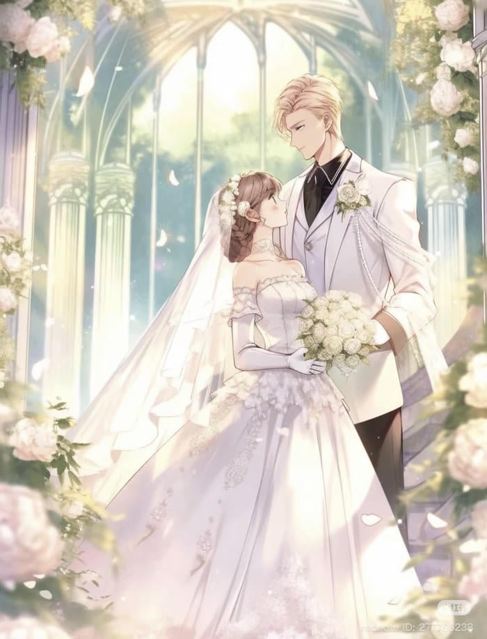 tấm ảnh cô dâu chú rể anime ngọt ngào