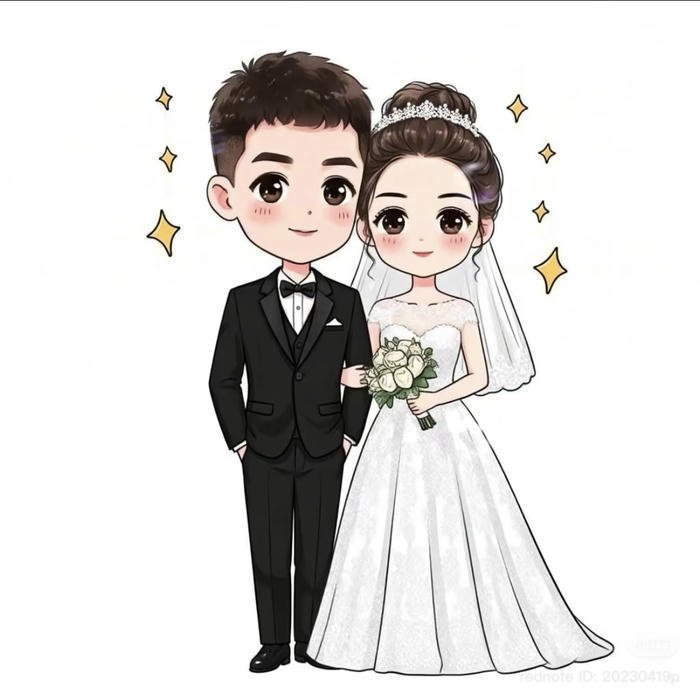 tấm ảnh cưới chibi hạnh phúc