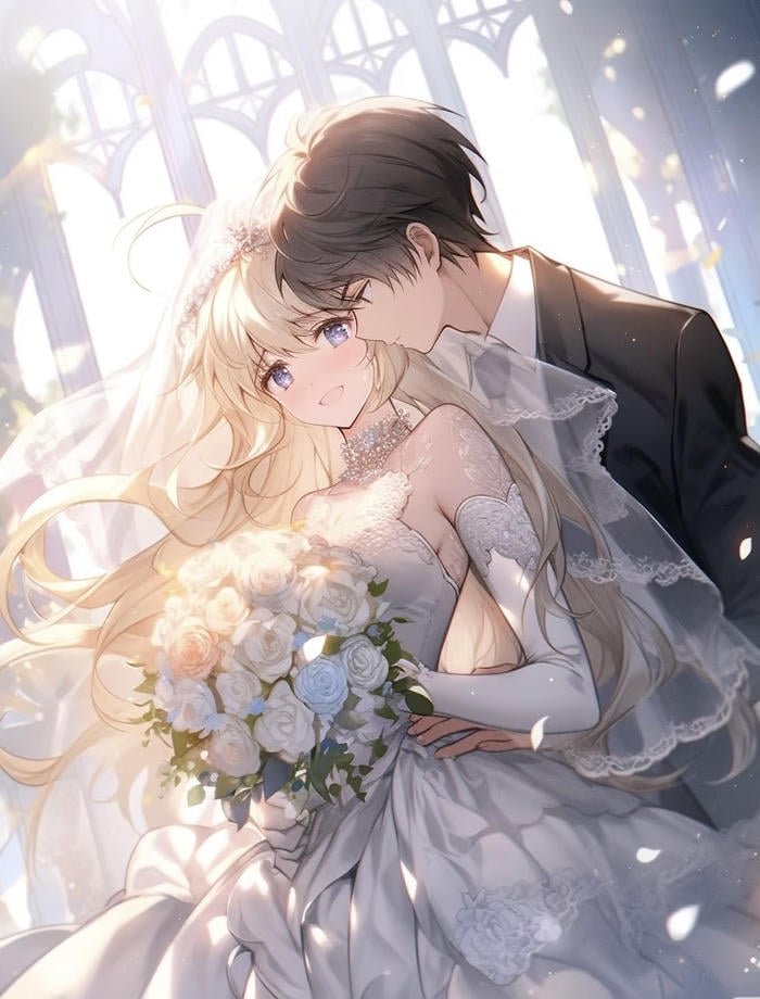 tấm ảnh lung linh cô dâu chú rể anime đẹp mắt