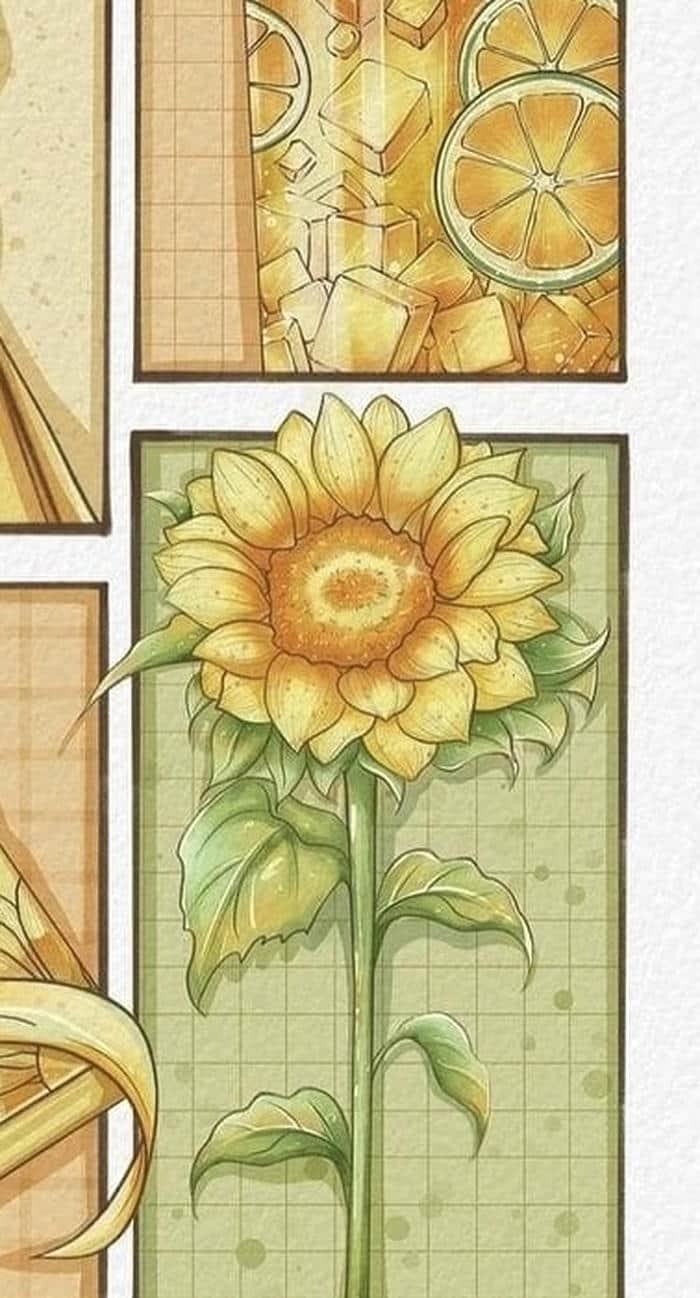 tấm ảnh tranh vẽ hướng dương tỏa