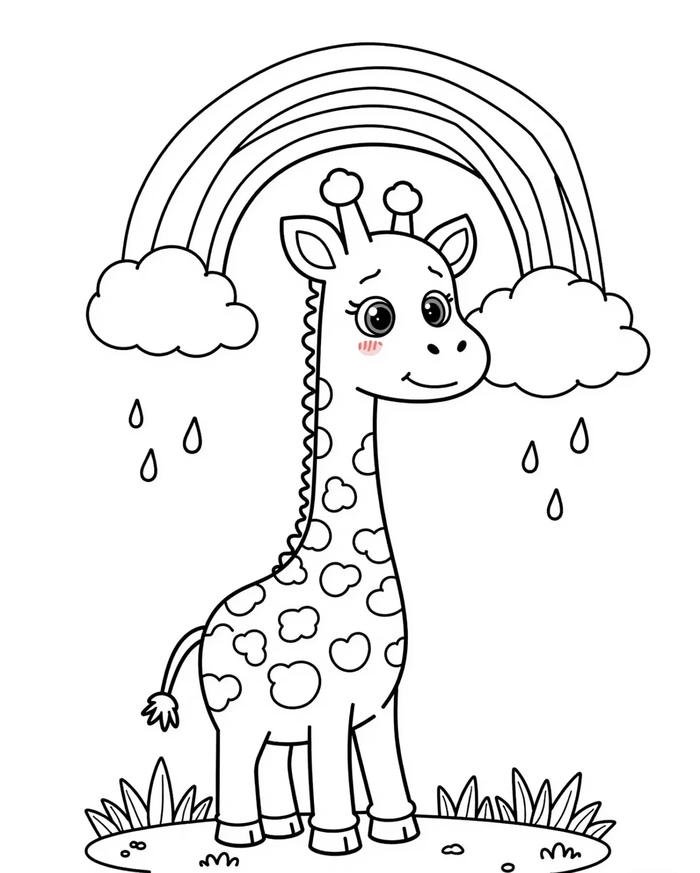 tập tô màu với con hươu cao cổ