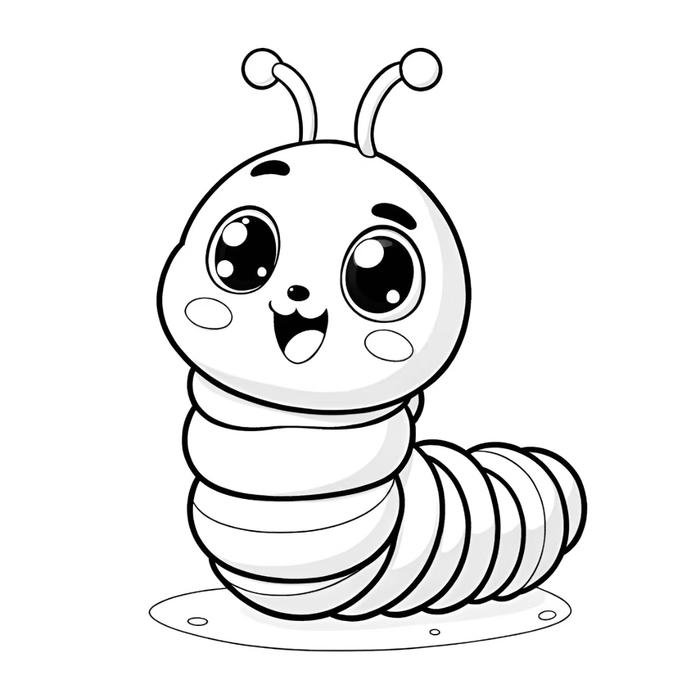 tập tô màu với con sâu