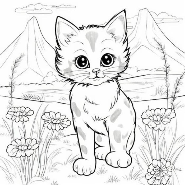 tập tô mèo cute với tranh tô màu con mèo dễ thương