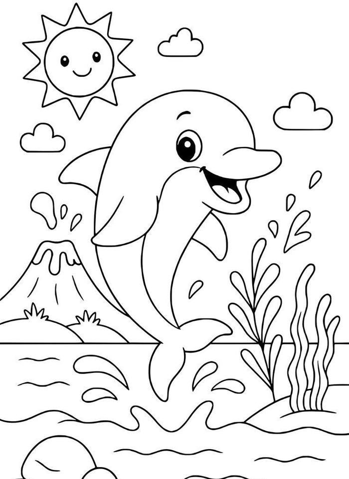 tập vẽ cá heo cho bé