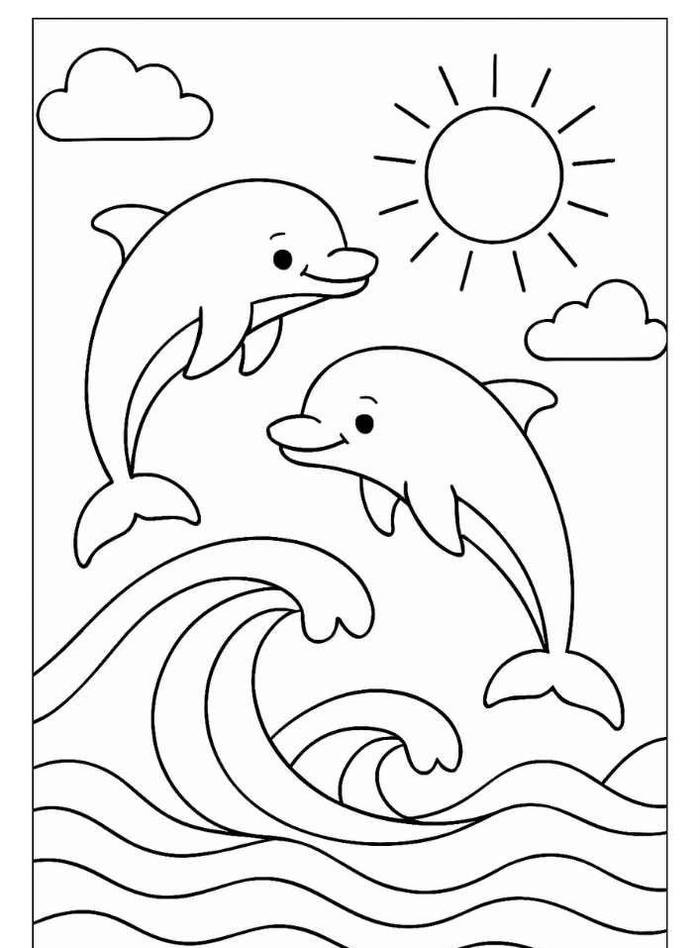 tô màu cá heo dễ vẽ