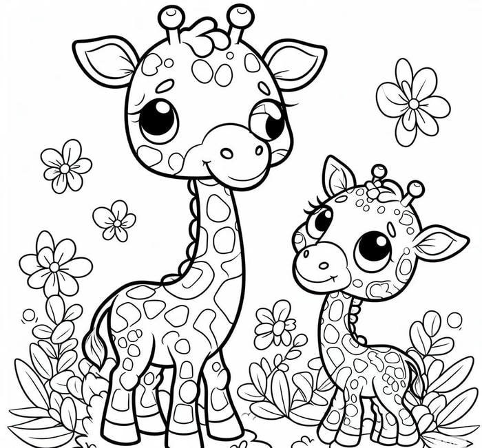 tô màu hình hươu cao cổ