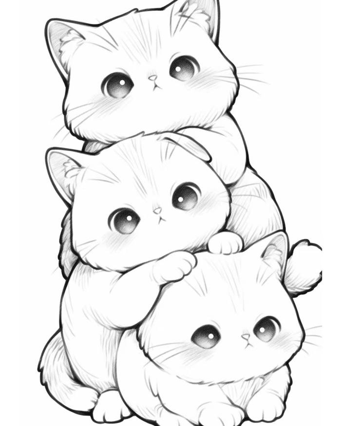 tô màu mèo chibi đáng yêu