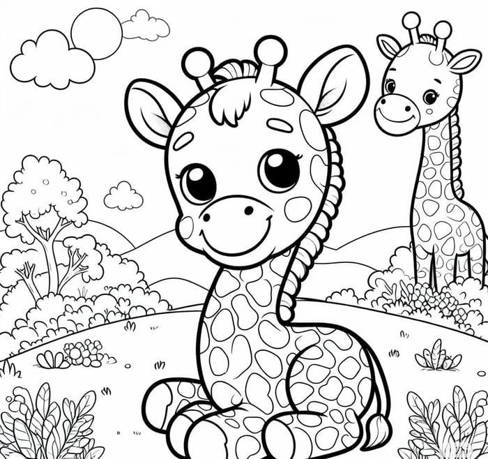 tô màu vui học cùng hươu cao cổ