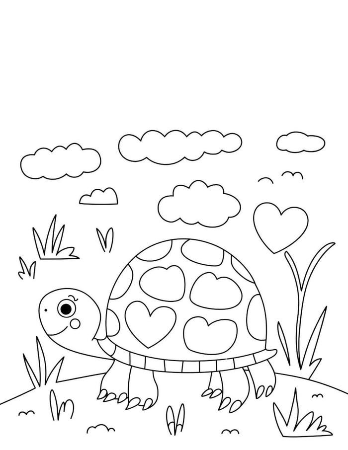 tranh cho bé tô màu con rùa biển đẹp