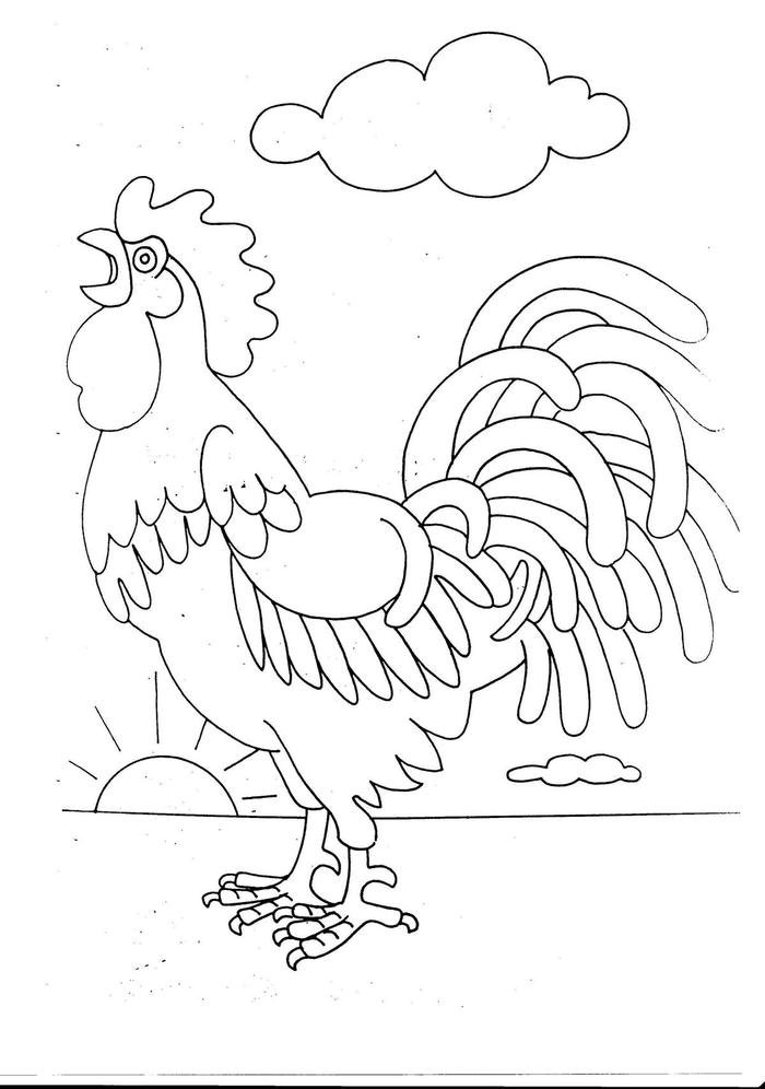 tranh con gà trống cho bé tập tô