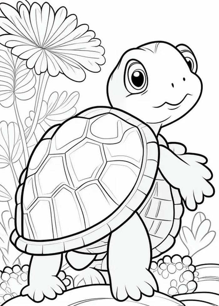 tranh rùa tô màu nét rõ