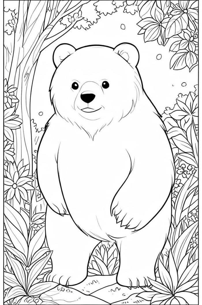 tranh tô màu con gấu đơn nét
