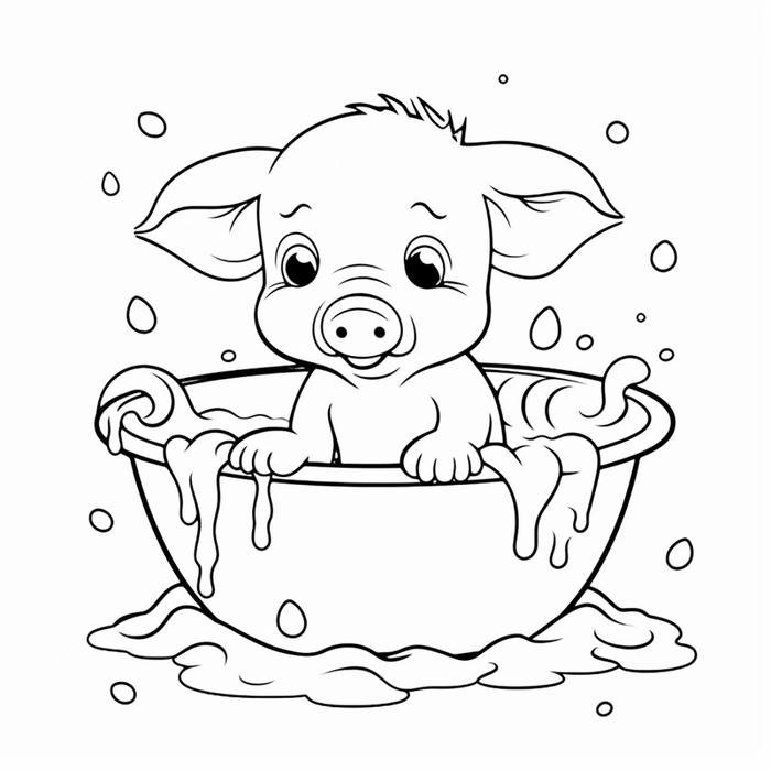 tranh tô màu con heo vui nhộn