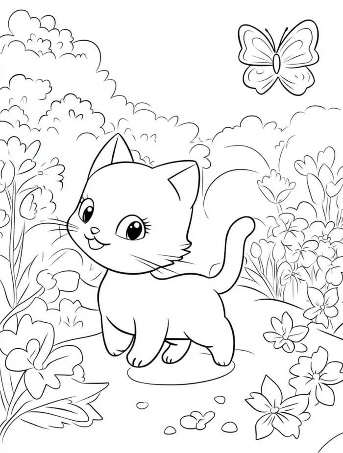tranh tô màu con mèo dễ thương giáo dục