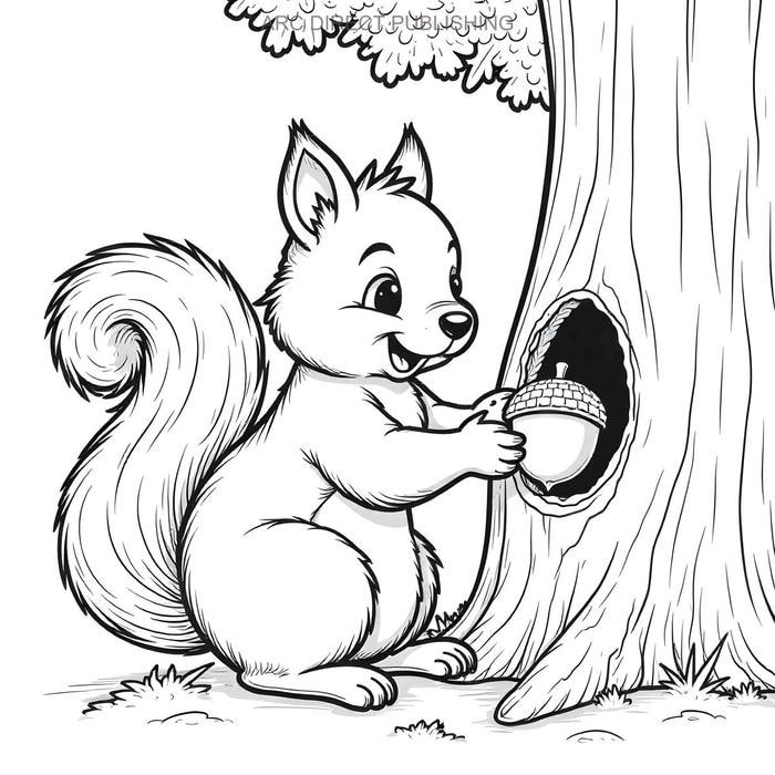 tranh tô màu con sóc mầm non