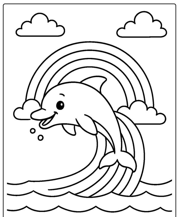 tranh tô màu động vật cá heo