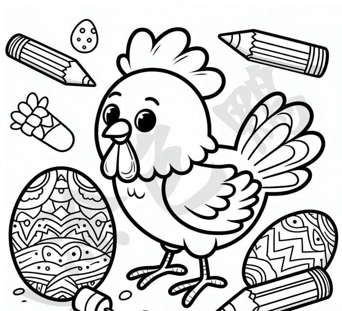 tranh tô màu gà con đơn giản