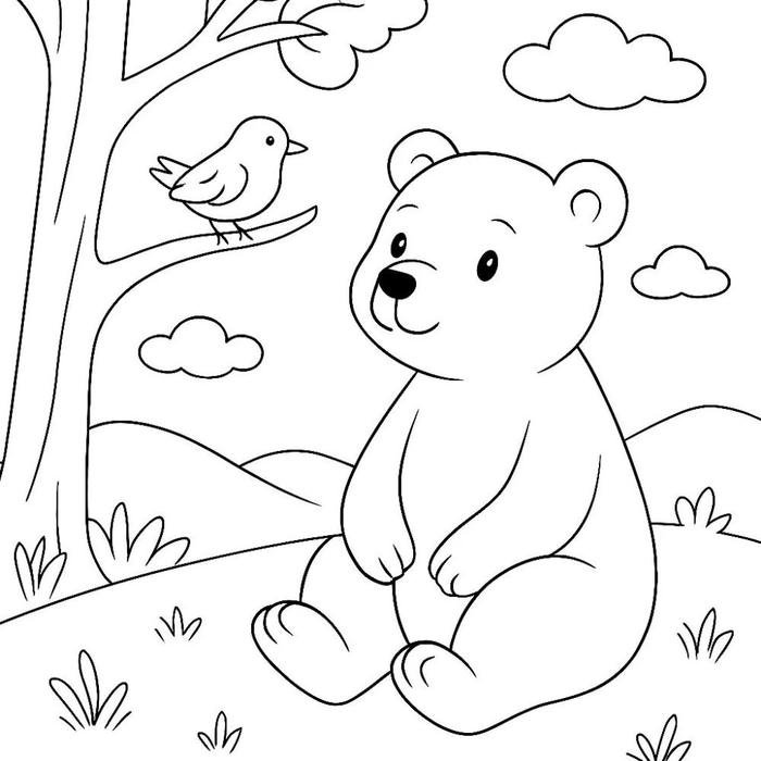 tranh tô màu gấu thiếu nhi