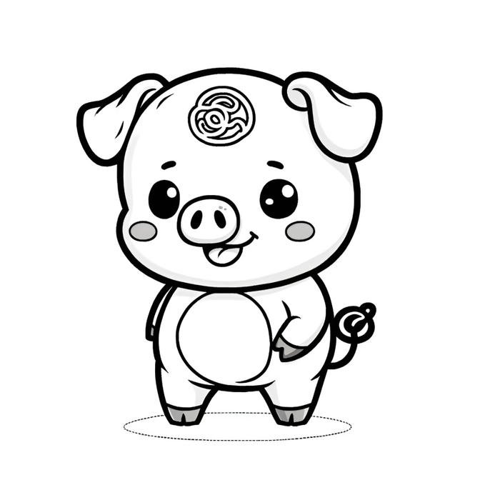 tranh tô màu heo đơn giản