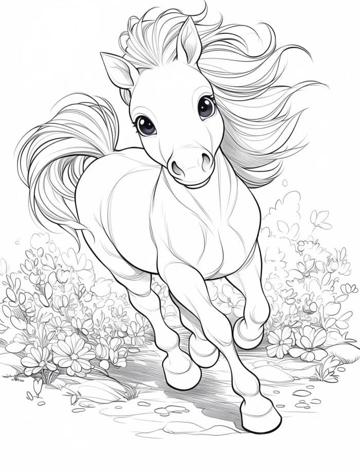 tranh tô màu hình con ngựa đang chạy