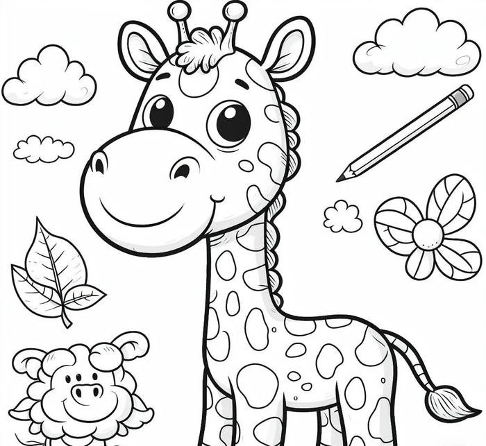 tranh tô màu hình hươu cao cổ