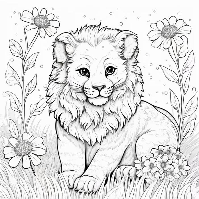 tranh tô màu hình sư tử con